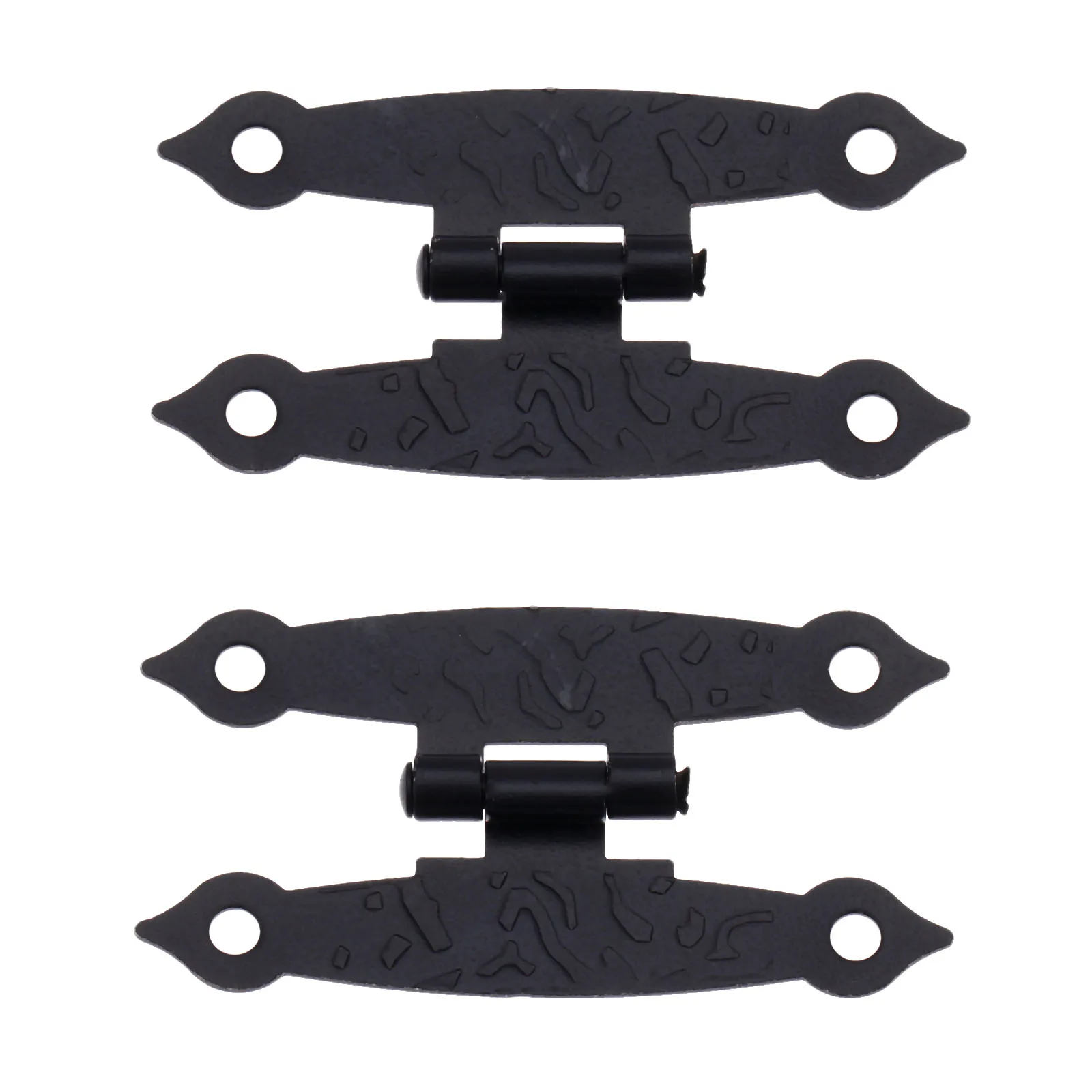 DRELD 2 قطعة العتيقة الأسود باب خزانة الأمتعة يتوقف علب للمجوهرات خمر القديمة H مفصلات زخرفة الأثاث مع المسمار 65*33 مللي متر