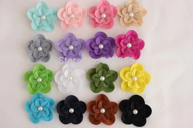 Felt Flowers Hair Flowers Pearl Flower,Baby girl children hair accessories 7.5cm 500pcs