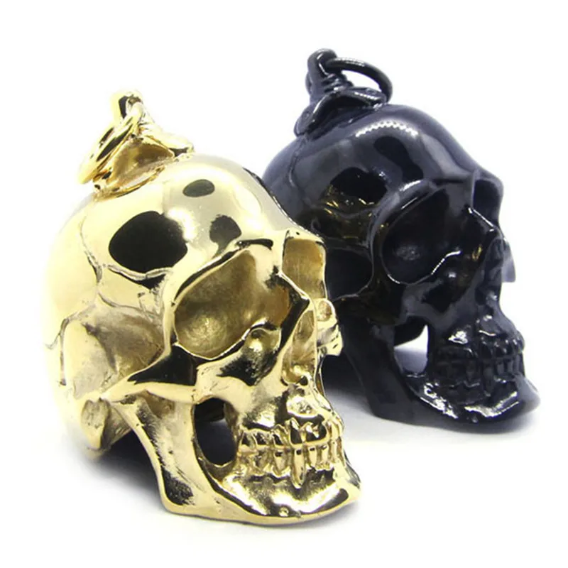 1pc Support Dropship Huge Heavy Cool Skull Pendant 316L Stainless Steel Jewelry Golden Black Big Skull Pendant