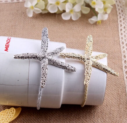 

Free Shipping!2015 New Alloy Silver/Golden Color Hearwear Starfish Hair Rope Hairwear Women Girls Elastic Hair Bands