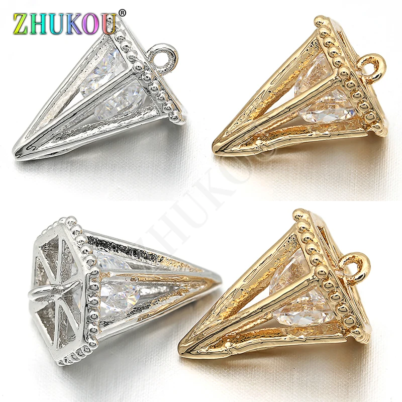 10*15mm Brass Cubic Zirconia Fashion Charms Pendants DIY Jewelry Findings Accessories, Hole: 1mm, Model: VD269/1 Piece