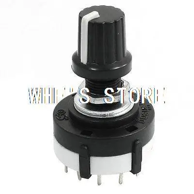 3P4T 3 Pole 4 Position Single Wafer Band Selector Rotary Switch w Knob