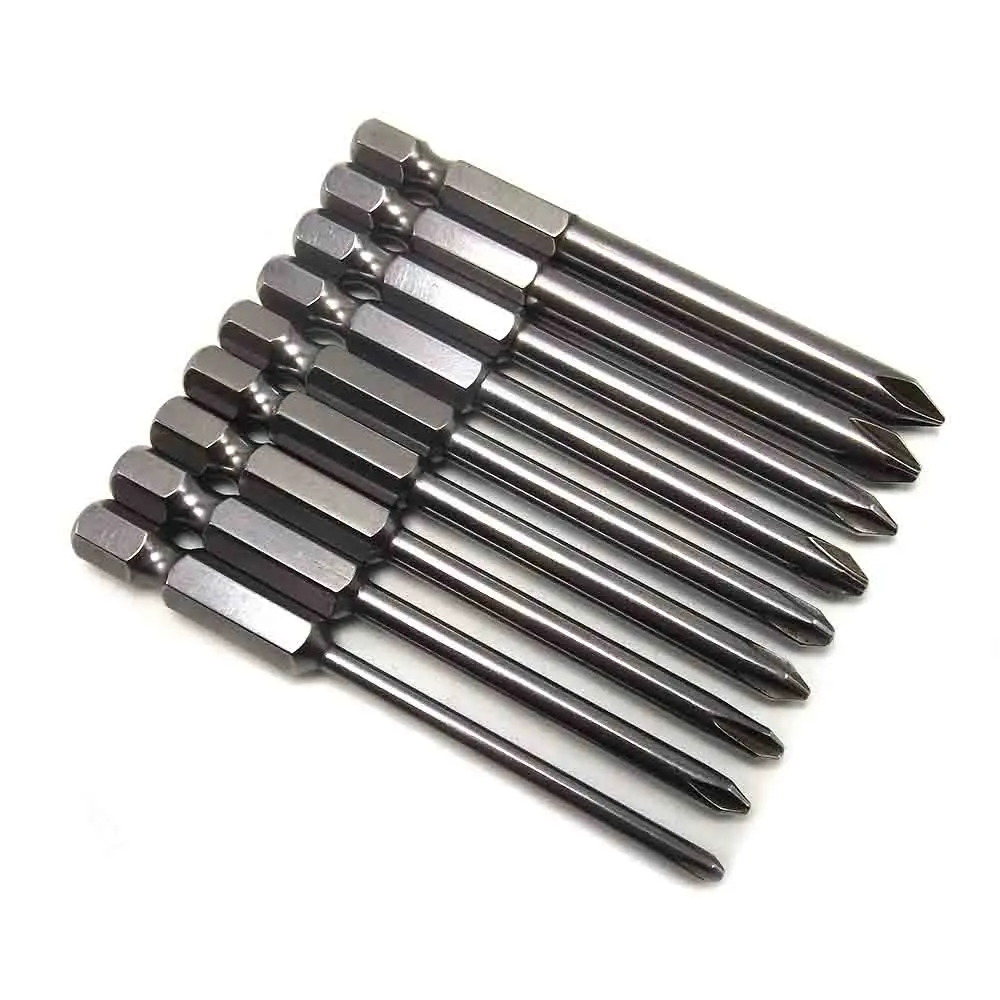 9pcs 75mm Impact Screwdriver Drill Bit Hex Torx Shank Cross Phillips Magnetic Antislip Long  Bits Screw Driver Head Driver Bit