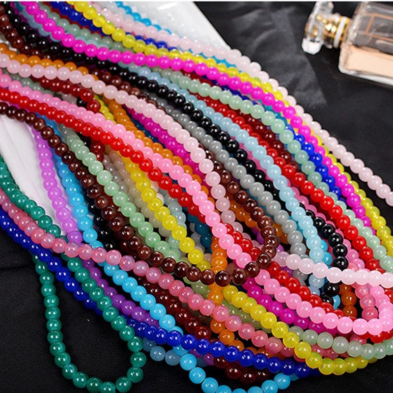 Mixed Color 8MM Smooth Round Crystal Glass Beads Loose Spacer Beads for Jewelry Making