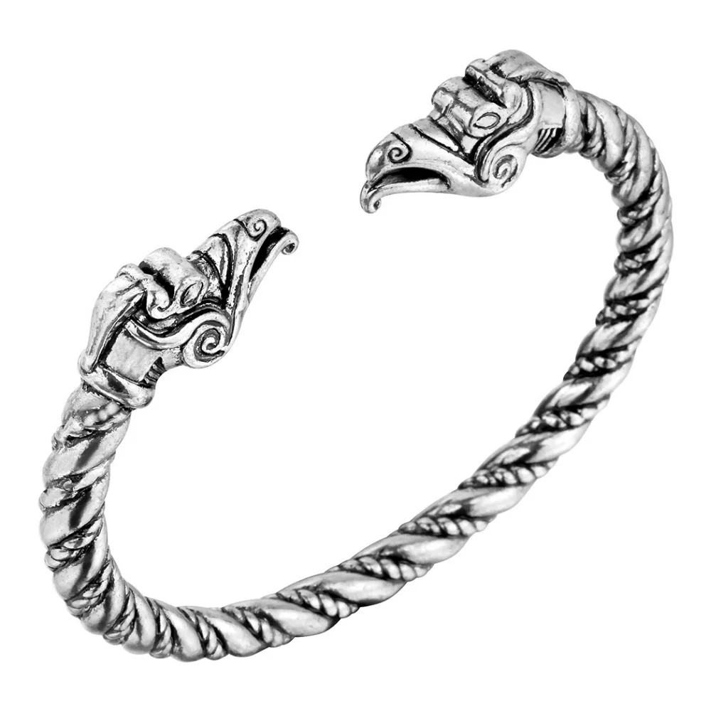 Retro Cuff Wolf Raven Dragon Snake Head Viking Bracelet Men Vikingos Jewelry Brazalete Vikingo Bangels Women Accessories