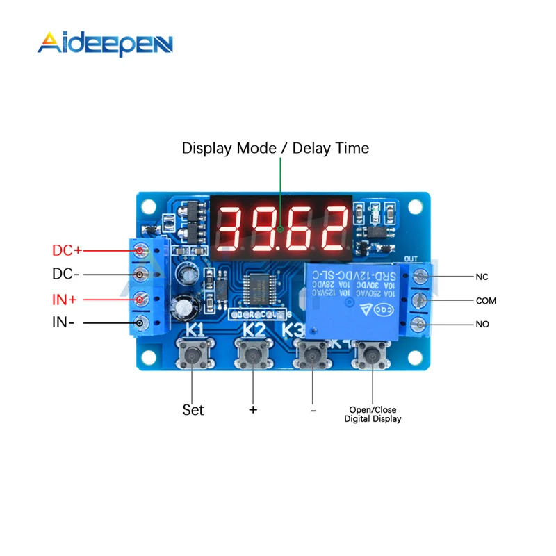 DC 5V/12V/24V 10A LED Digital Delay Relay Module Multifunction Trigger Time Circuit Timer Control Cycle Switch For Pumps Motor