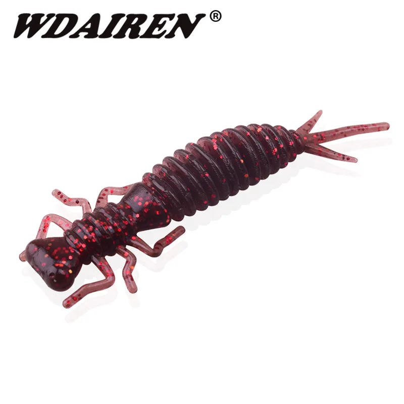 10PCS worm Fishing Lures 55mm 1.2g Swim bait Wobblers Artificial Easy Shiner Silicone shrimp Salt Scent Soft Bait Carp Bass Lure