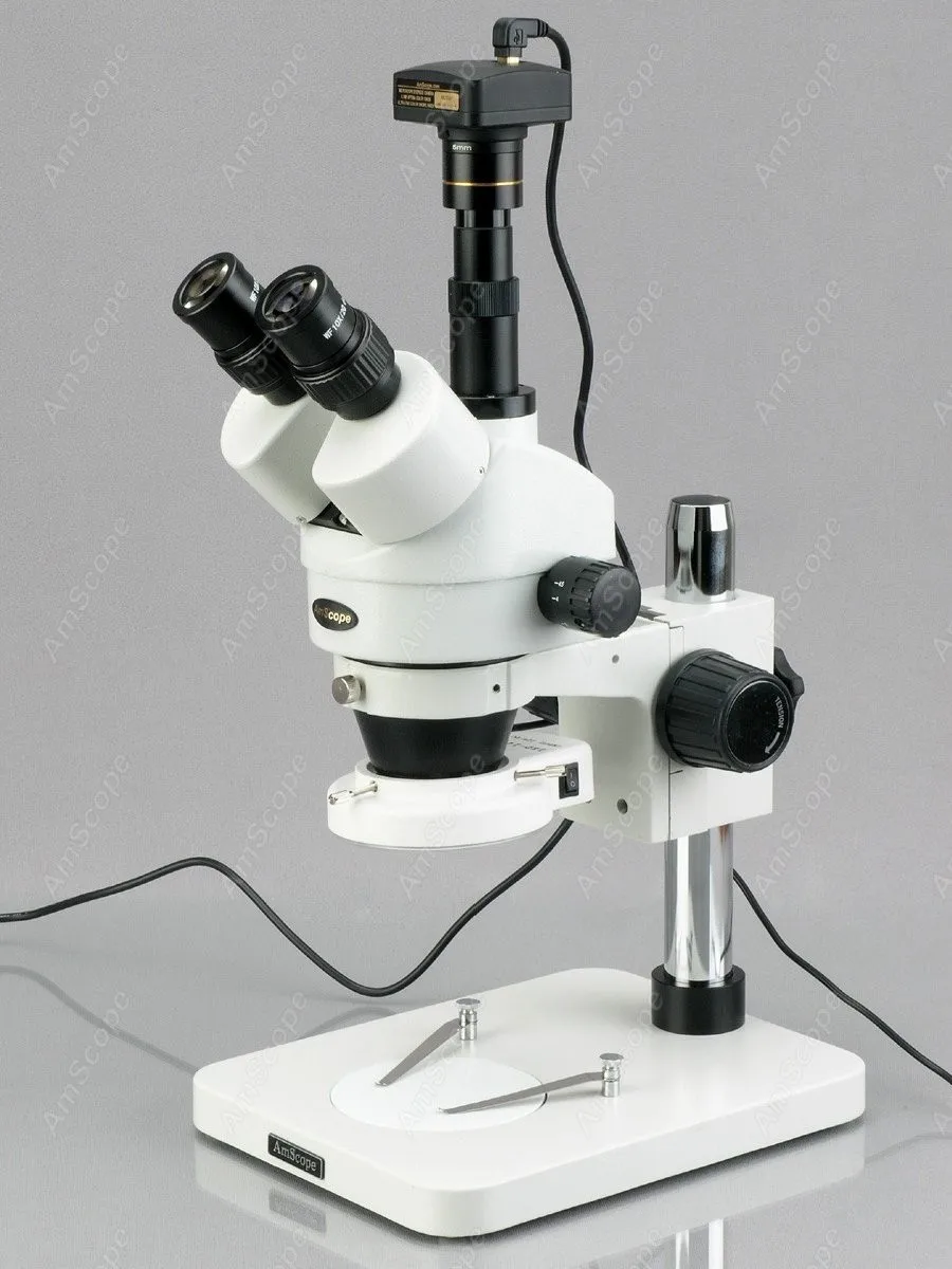 Manufacturing 144-LED Microscope--AmScope Supplies 3.5X-180X Manufacturing 144-LED Zoom Stereo  with 10MP Digital Camera