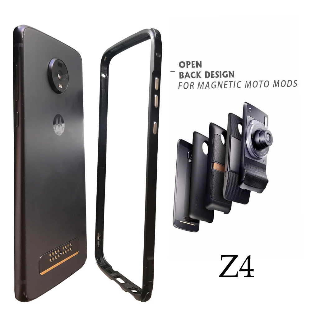 Bumper for Motorola moto Z4 Compatible Moto Mods Aluminum Metal Shockproof Frame Bumper cover case for moto Z4