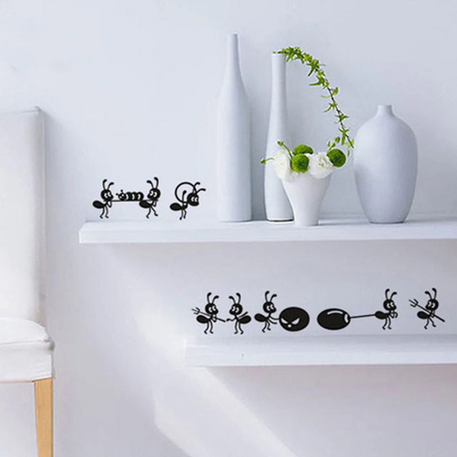 ZOOYOO Creative Ants Move Home Decor Funny Wall Decals For Kids Rooms Kitchen Wall Stickers Window Decoration