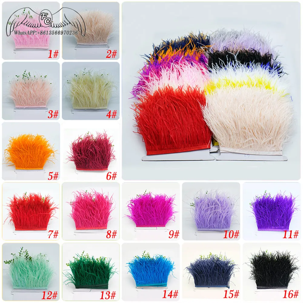 Factory Price 10Yards High Quality Real Ostrich Feather Trim 10-15CM Plume For Crafts Skirt/Dress/Costume Decoration Accessories