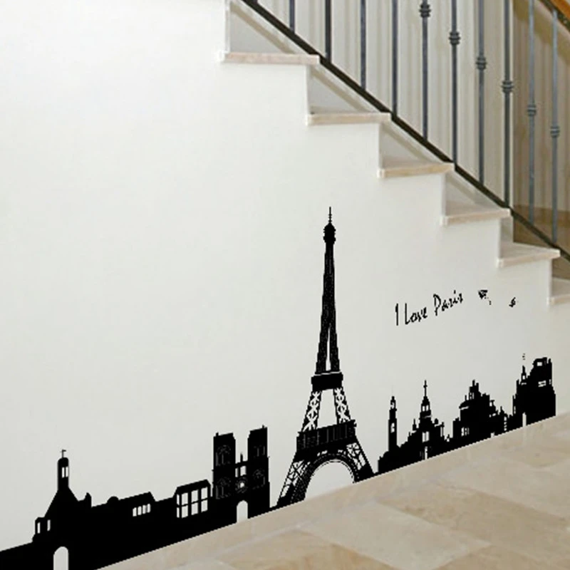 50x70cm Romantic Paris Style Wall Sticker Kids Room Decorative Wall Sticking Tower Decal Removable Plastic Wall Stickers