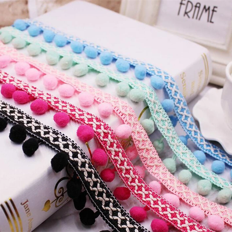 Pom Pom Trim Ball Braid Lace Fringe Ribbons Fabric DIY Sewing Handmade Accessory