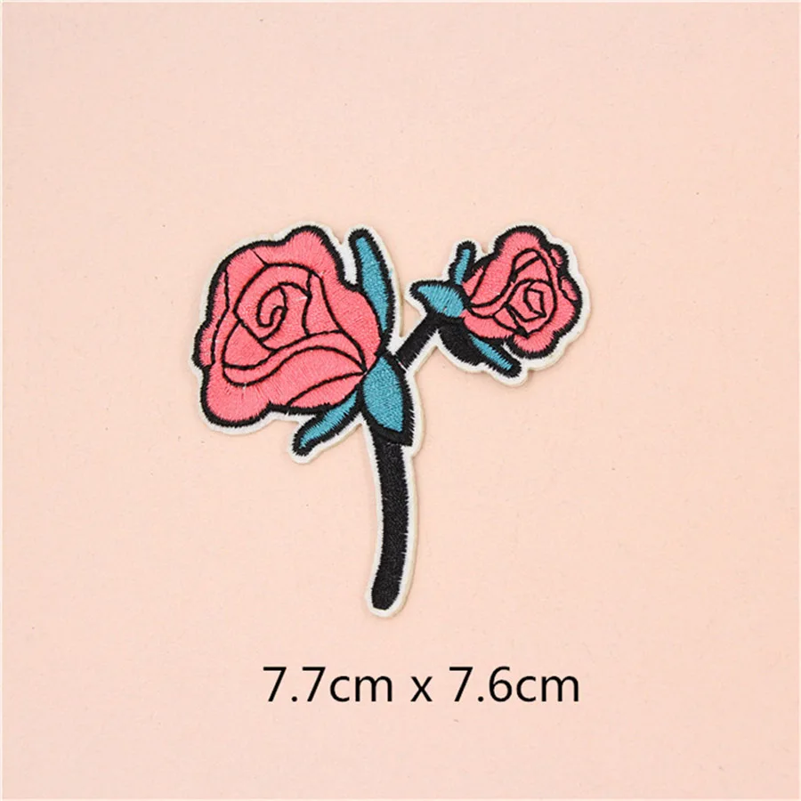 1X tessuto ricamato fiore rosa Patch vestiti adesivi borsa cucire ferro su Applique abbigliamento fai da te cucito accessori di abbigliamento BU114