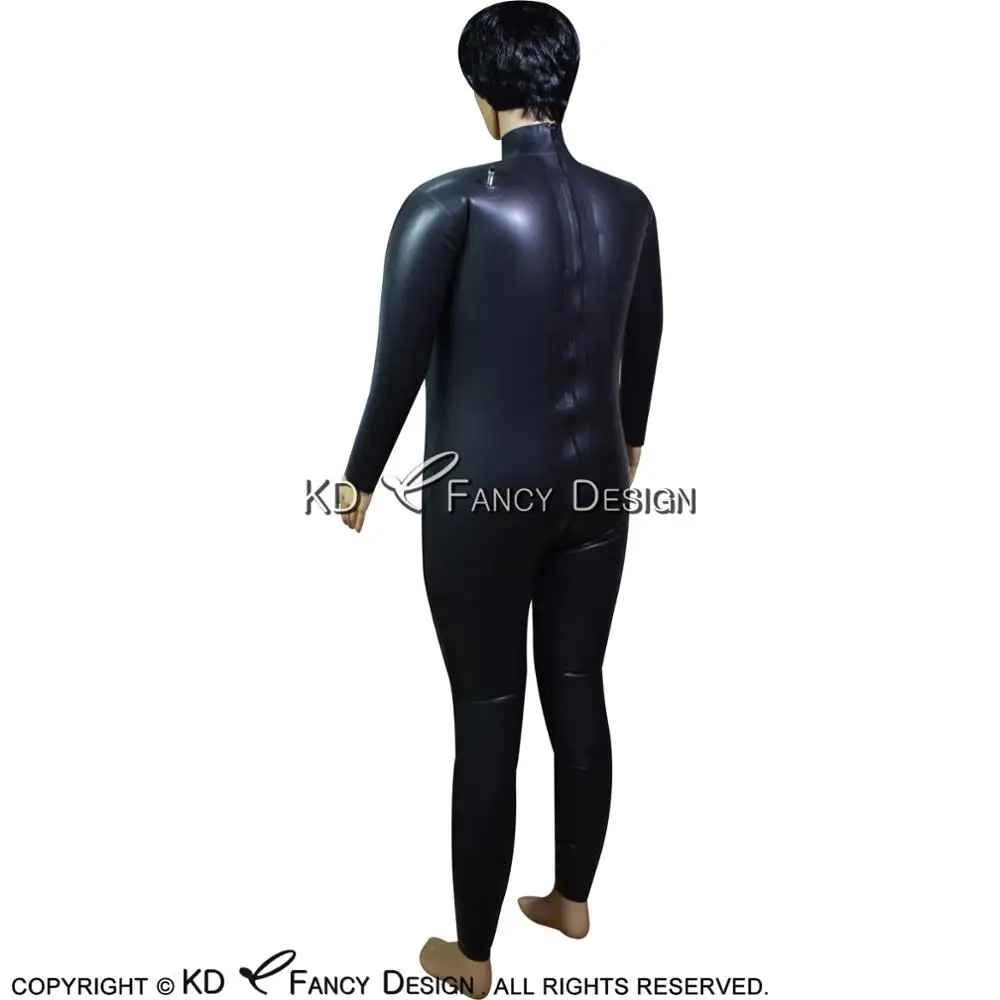 Black Sexy Inflatable Latex Catsuit With Back Zip Rubber Bodysuit Overall Zentai Body Suit LTY-0083