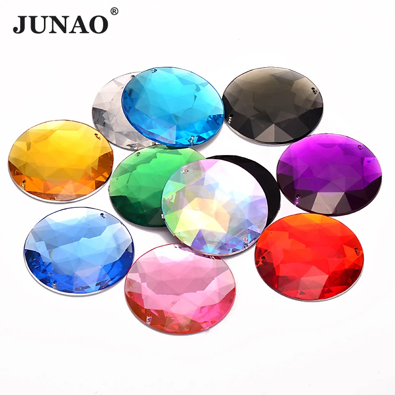 Junao 5 Pc 52 Millimetri Grande Cuce Sul Cristallo Ab di Strass Cabochon Flatback di Cristallo Acrilico Applique da Cucire Strass Decorazione di