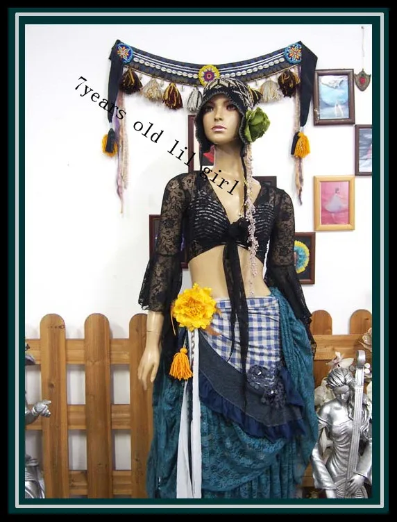 Lace Belly Dance Top Flamenco Dance Top korea lace Blouse Top with Trumpet Sleeves DI78