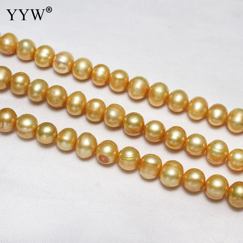 YYW High Quality Cultured Potato Freshwater Pearl Beads Yellow 10-11mm Approx 0.8mm Sold By PC
