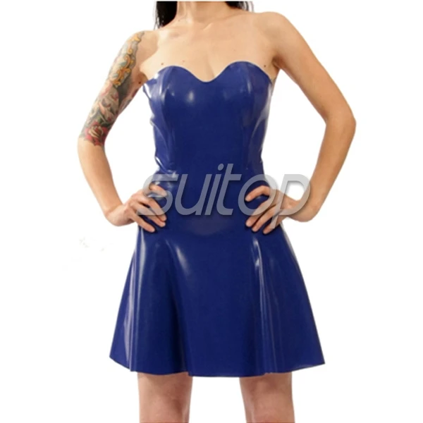 

high quality sexy two tone latex dresses