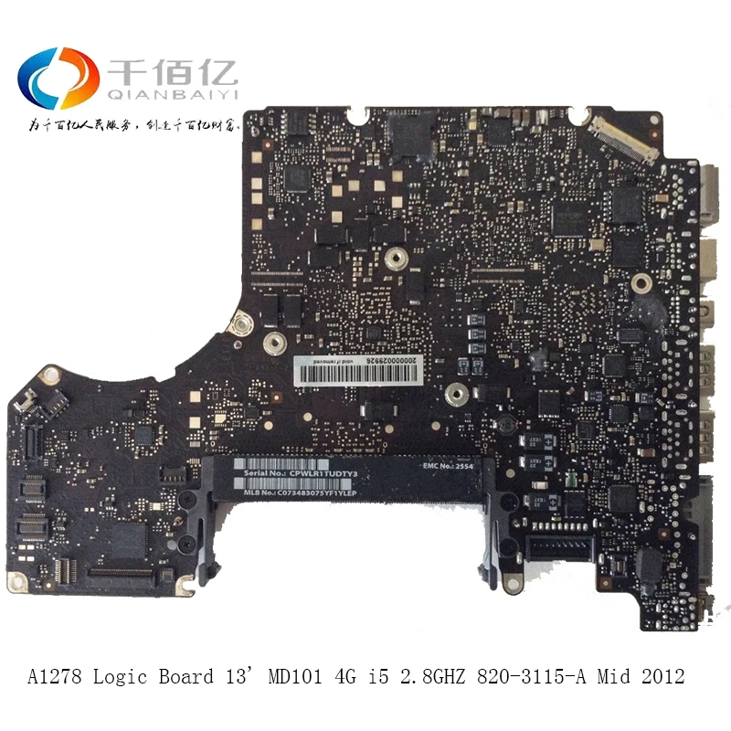 

Laptop Motherboard For MacBook Pro A1278 Logic Board 13' MD101 4G i5 2.8GHZ 820-3115-A Mid 2011