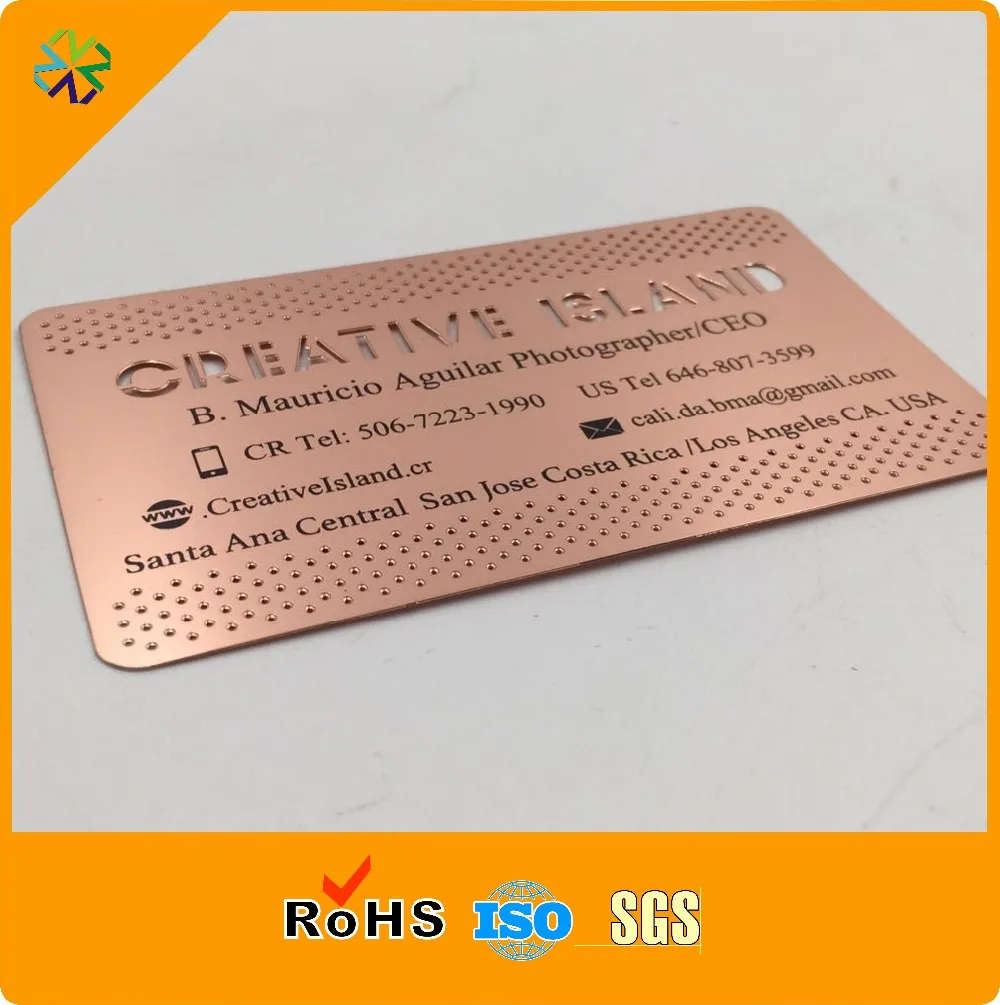 Gold stainless steel metal business cards metal visiting cards