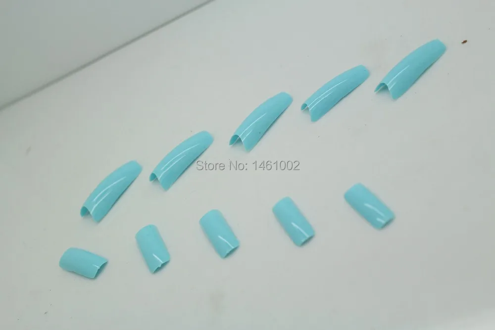 False Fake Acrylic Nails Half Artificial Grape blue Tips Nail Art Sale French Style