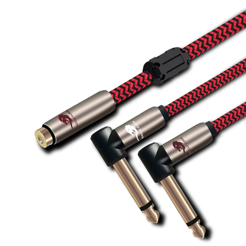 Audio Kabel Mini Jack Vrouwelijke 3.5Mm Naar Dual 6.35Mm Male Voor Speaker Audio Lead Power Versterker Mixing Console tsr Kabel 0.75M 1M