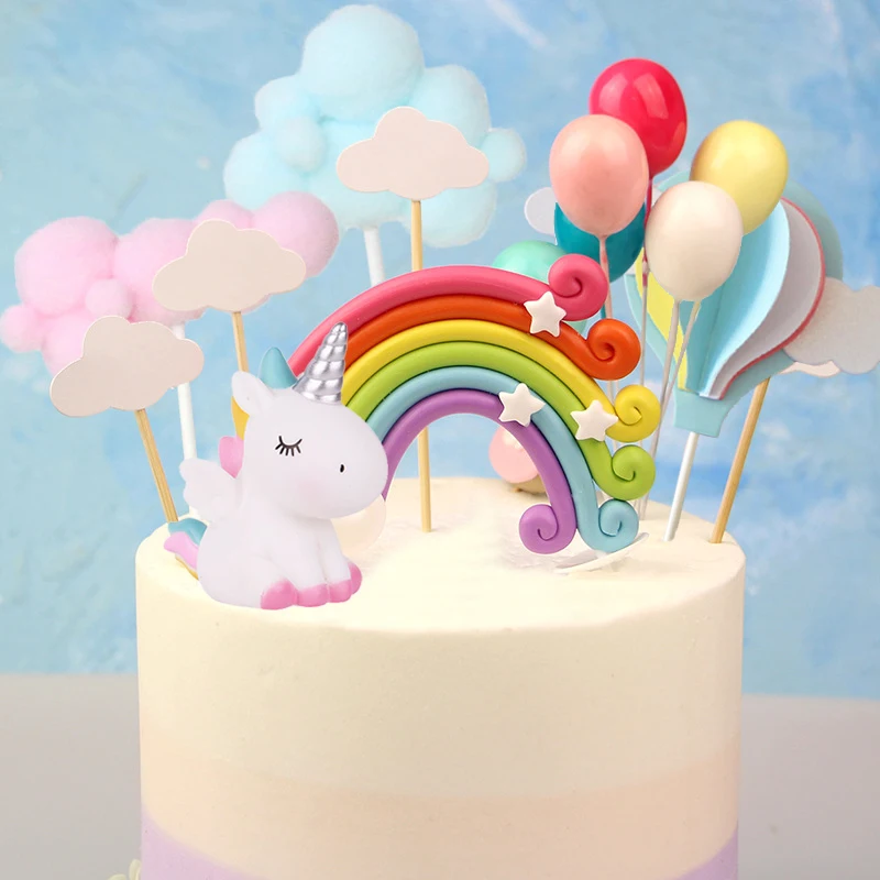 Unicorn Cake Topper Rainbow Cake Toppers Birthday Party Kids Favors Cake Decoration Cupcake Topper Baby Shower Wedding Decor