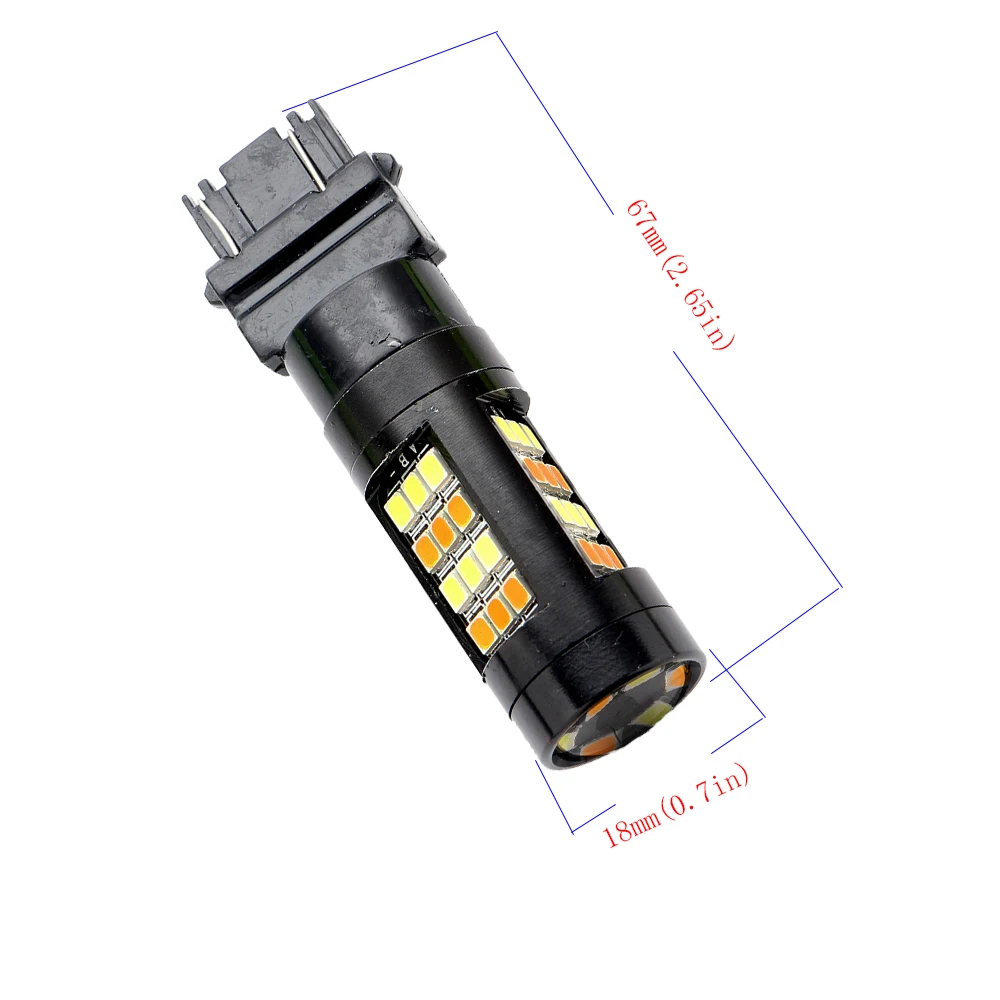 2PCS 3157 2835 42 SMD T25 P27/5W 12V LED Car Lights Auto Bulbs Switchback Dual White DRL + Amber Turn Signal Lamps 7743 1157