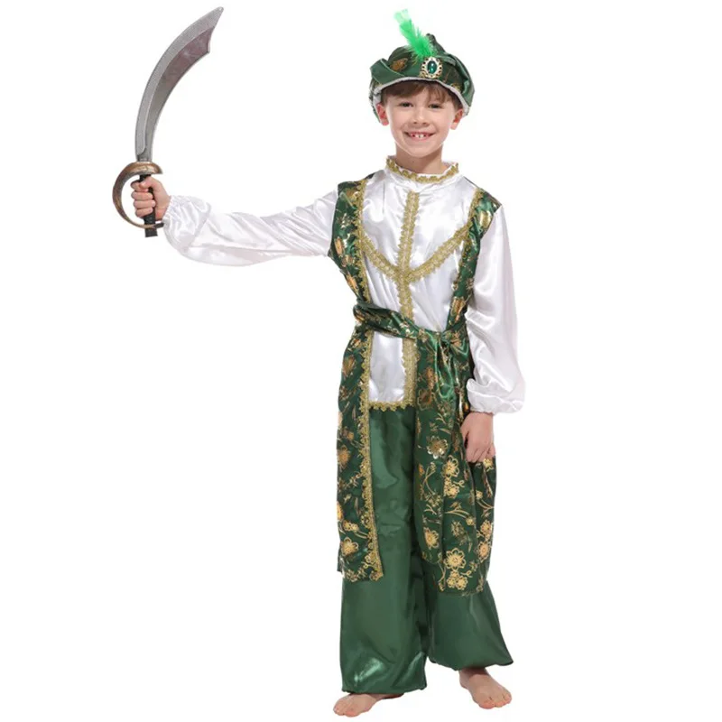 Arabski król książę arabski wojownik kostiumy nowy rok Halloween boże narodzenie karnawał dzieci chłopcy przebranie dzieci ubrania typu Cosplay