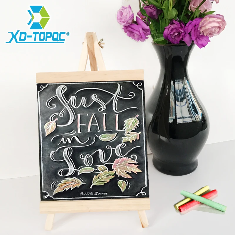 XINDI 20*36cm MDF Desktop Buletin Papan Tulis Baru Pine Wood Easel Kapur Papan Anak Kayu Pesan Papan Tulis GAMBAR papan BB72