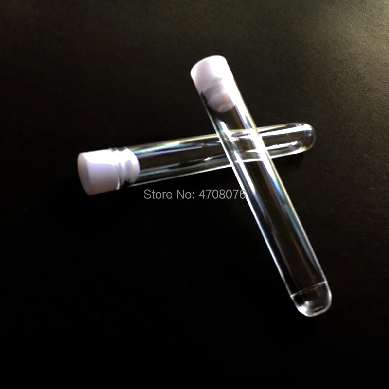 200pcs/lot 12x75mm Transparent Laboratory Clear Plastic Test Tube Vials white Caps School Lab Supplies  Wedding Favours