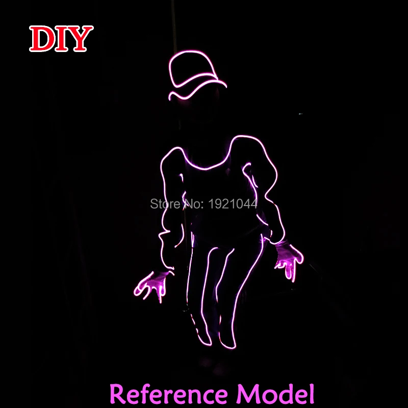 EL Wire by the Style of Pink Lady Girl by DC 12V Botton Driver, DIY Festival Party Clothes Accessories, 10 Colors