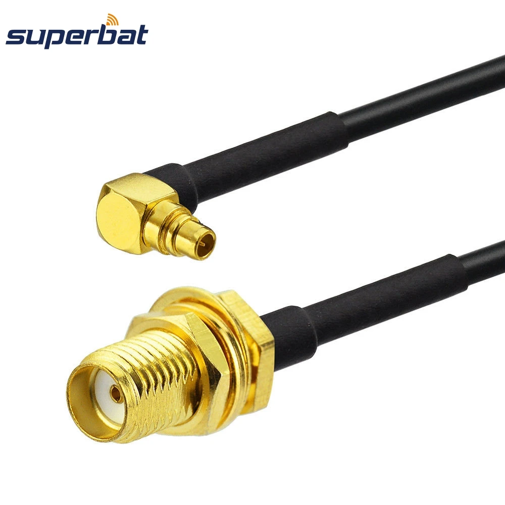 Superba SMA Female Bulkhead to MMCX Male Right Angle Antenna Extension Cable RG174 20cm