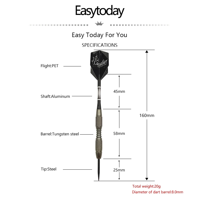 Easytoday 3 قطعة/المجموعة عالية الجودة السهام الصلب تلميح التنغستن السهام المعادن برميل أسود مهاوي الألومنيوم البلاستيك السهام رحلات ألعاب