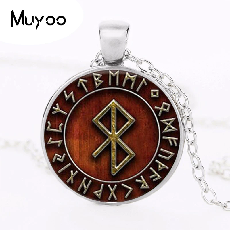Viking Peace Rune in Runic Circle pendant jewelry Glass Cabochon Necklace HZ1