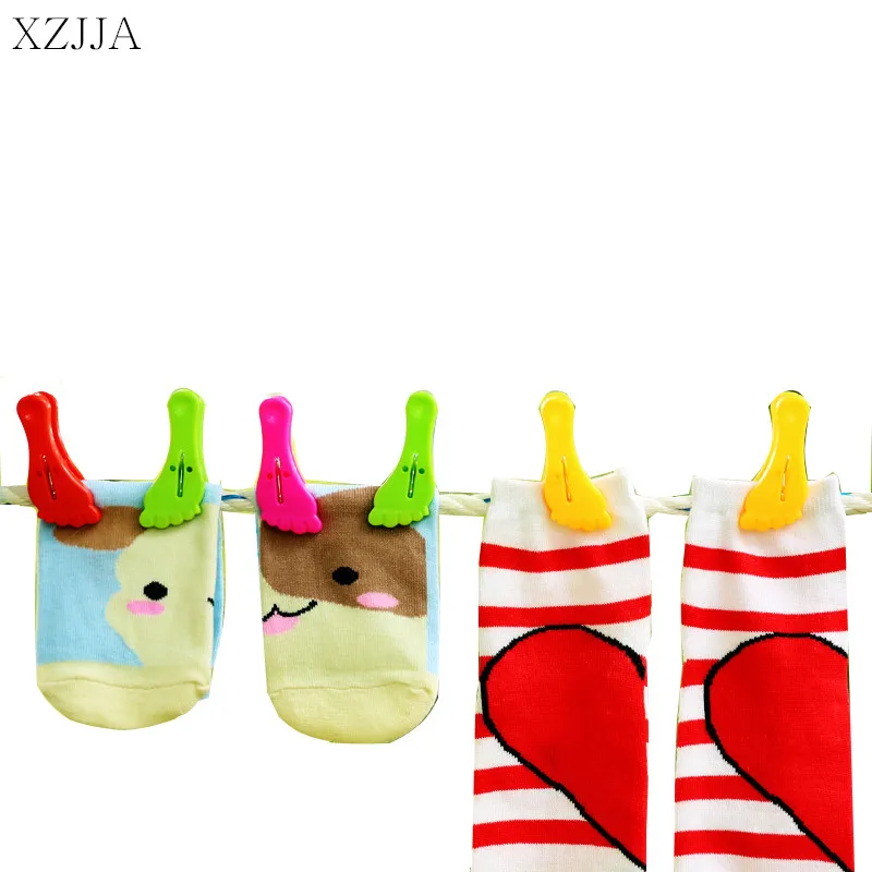 XZJJA 6Pcs Little Feet Clothes Pegs Socks Bed Sheet Towel wind-proof  Pins Clips Household Clothespins Arts Photo Paper Clamp