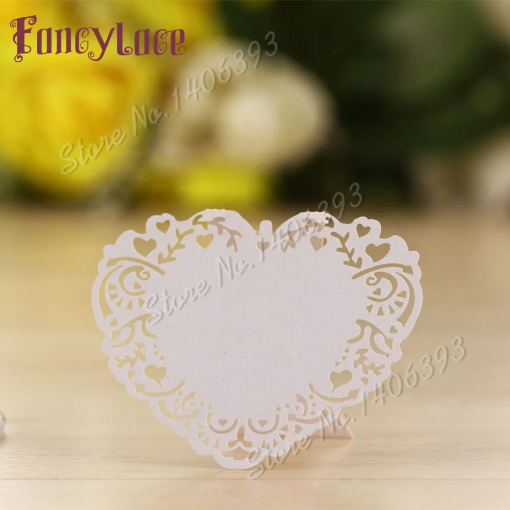 

50PCS New Design Laser Cut Wedding Invitation Table Decoration Cards, Vine Seat Place Card Love Heart Shaped Paper Party Decor