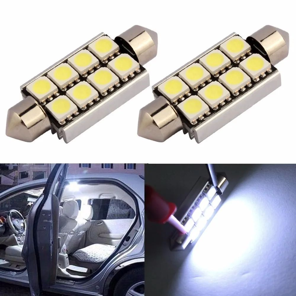 10PCS Festoon Canbus 8SMD 5050 42mm Error Free Warning Canceler Led Light Canbus Lamp Festoon Dome Light Internal White