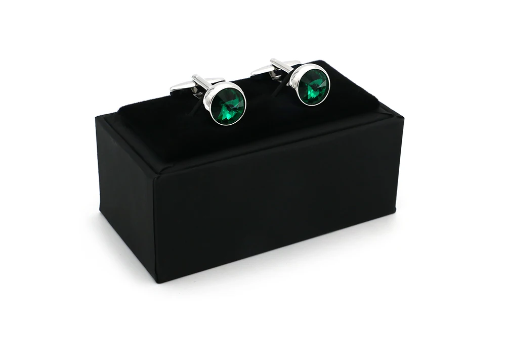 Men\'s Crystal Cufflinks Green Color Stone Top Quality Wedding Cuff Links