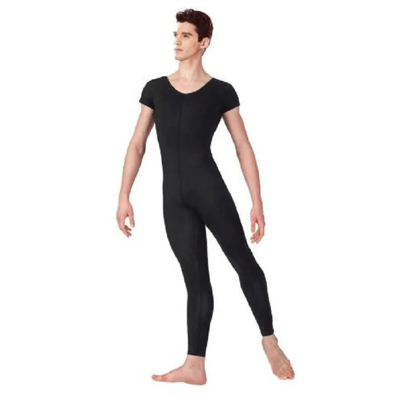 Speerise MenS Spandex Short Sleeve Unitard Adult Full Body Black Tight Yoga Jumpsuit Gymnastics Dancewear Costumes Bodysuit