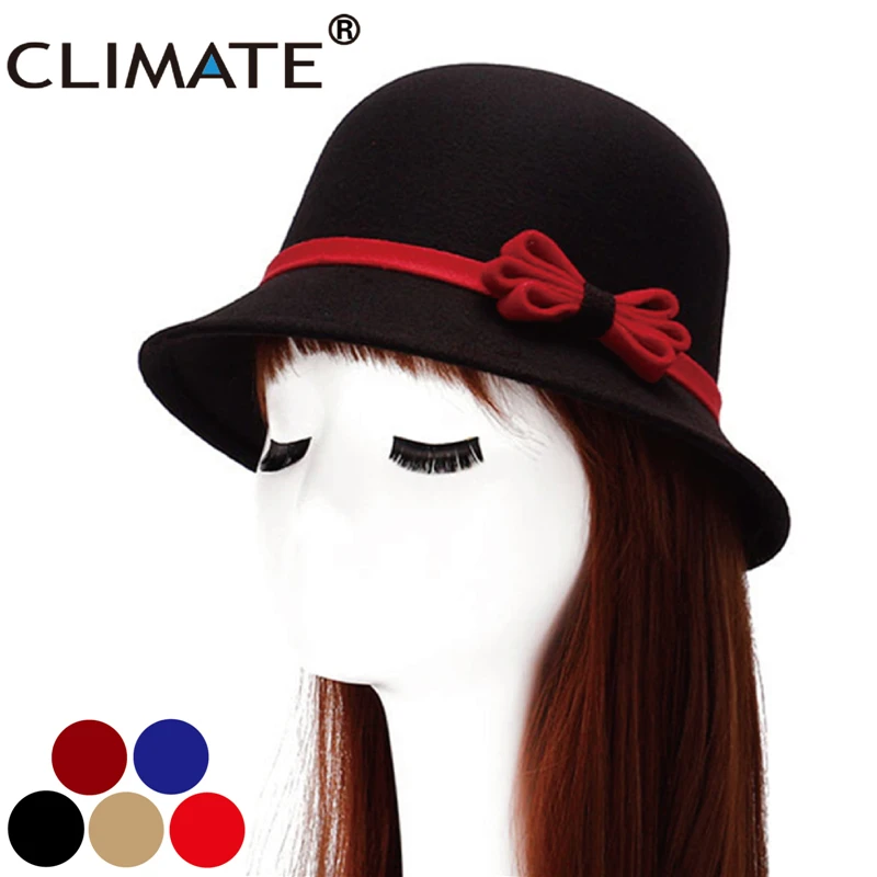 CLIMATE New Women Fedora Hats for Woman Spring Flower Girls Fedoras Cap Fashion Ladies Mom Hats Polyester Woolen Cap Hat