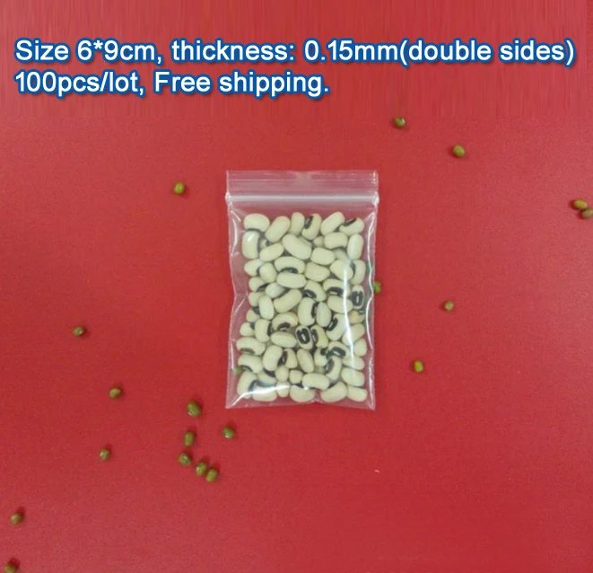 

100 шт./лот высококачественные Прозрачные полиэтиленовые пакеты с застежкой-молнией для украшений и подарков, прозрачные пластиковые пакеты 6*9 см, двухсторонние, толщина 0,15 мм