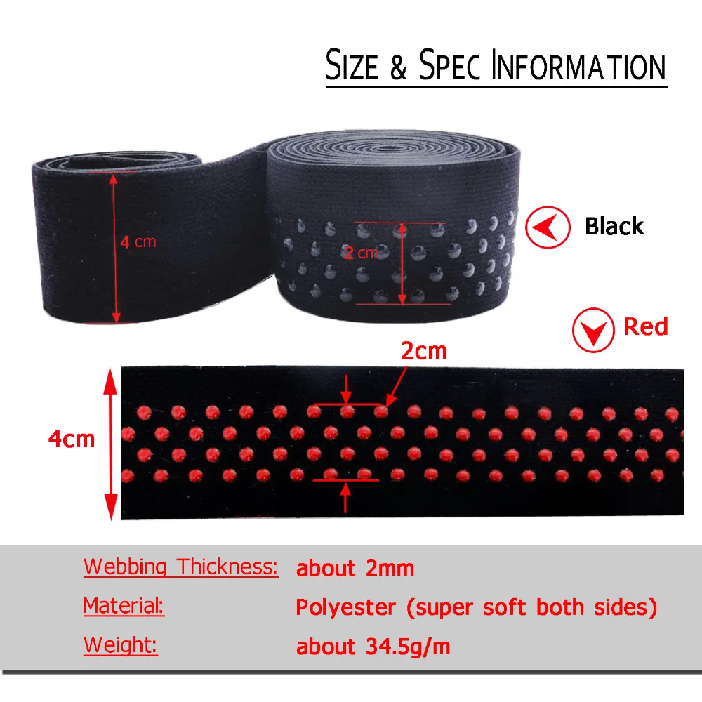 5 yards pack 40mm Silicone backed Elastic super soft design 4 lines dot gripper strap for sports wristband kneepads