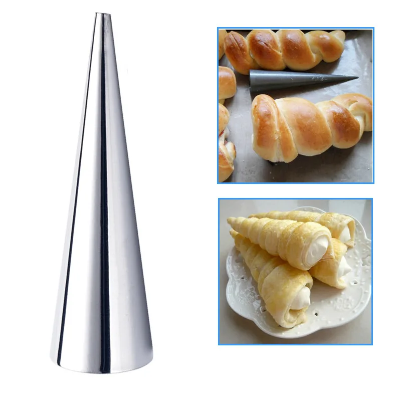 YOMDID Practical Stainless Croissant Large Spiral Tube Bread Pastry Mold Cone Dough Roll Mould Cake Dessert Decoration Tool