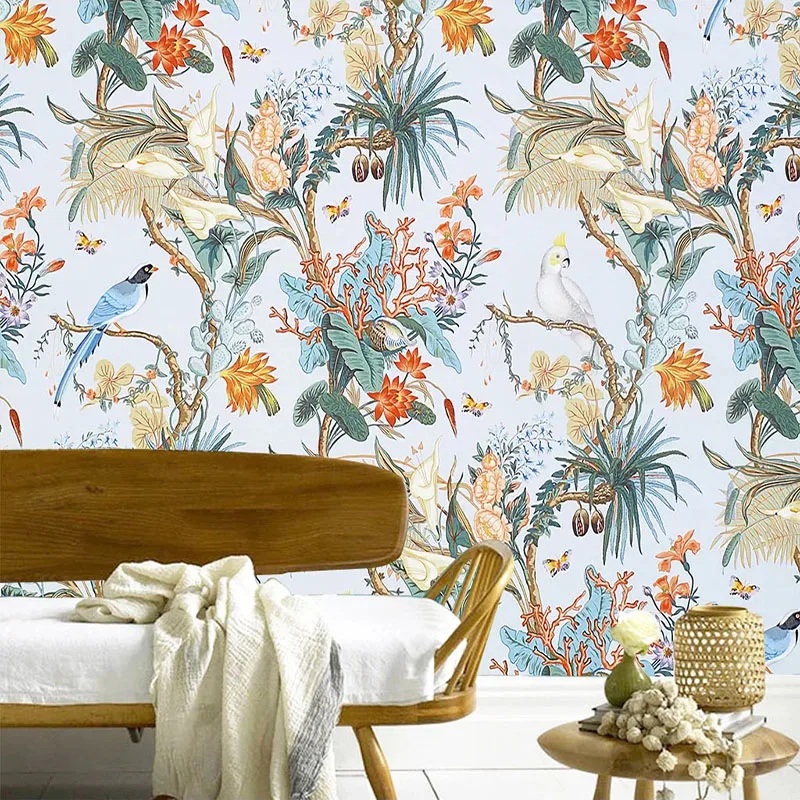 Custom 3D Photo Wallpaper European Style Flower Bird Pastoral Mural Living Room Bedroom Background Wall Decor Papel De Parede 3D