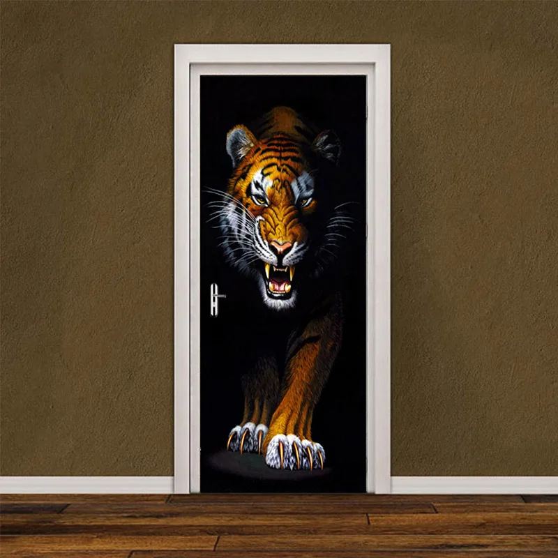 

Tiger 3D Photo Wallpaper Mural Wall Home Decor Living Room Bedroom Door Sticker Decoration PVC Self-adhesive Waterproof Stickers