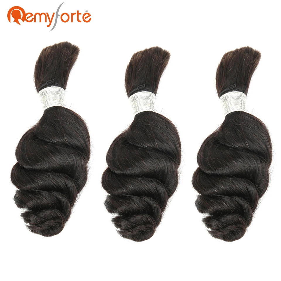 Remy Forte 4 Bundles Crochet Braids Human Hair Free Shipping No Weft Brazilian Loose Wave Human Bulk Hair For Braiding