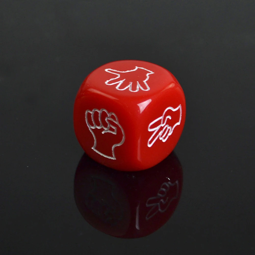 1pc Multicolor Carving Roshambo Game Dice 20mm High Quality Boutique Rock-Paper-Scissors Dice Round Corner Rock-Scissors-Paper