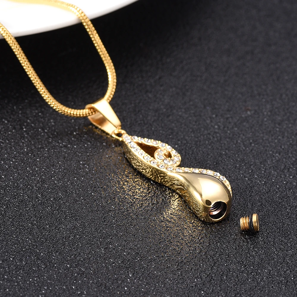 IJD9991 Never Fade Jazzy Teardrop Cremation Necklace for Women To Carry Loved One Memorial Ashes Cremation Jewelry Pendant